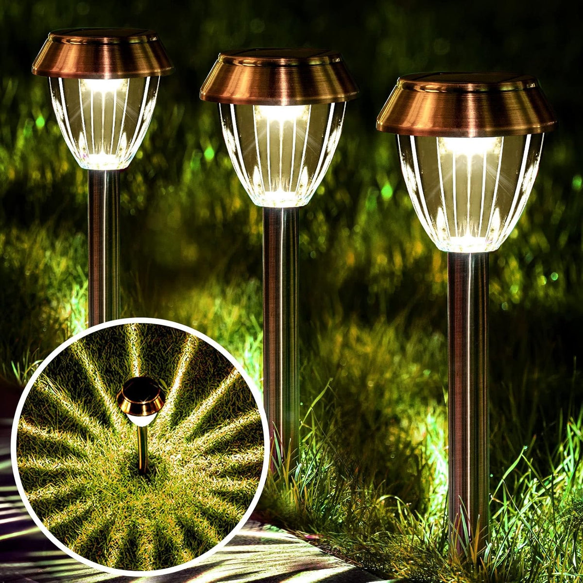 6 Pack Solar Pathway Lights Outdoor, New Upgraded Adjustable Warm & Cool White Solar Lights Outdoor Waterproof, Solar-Powered Garden Light for Path, Walkway, Yard, Driveway, Lawn, Backyard Decor